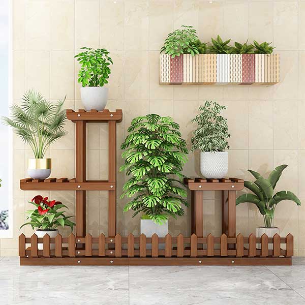 Wooden Tiered Plant Stand for Indoor and Outdoor