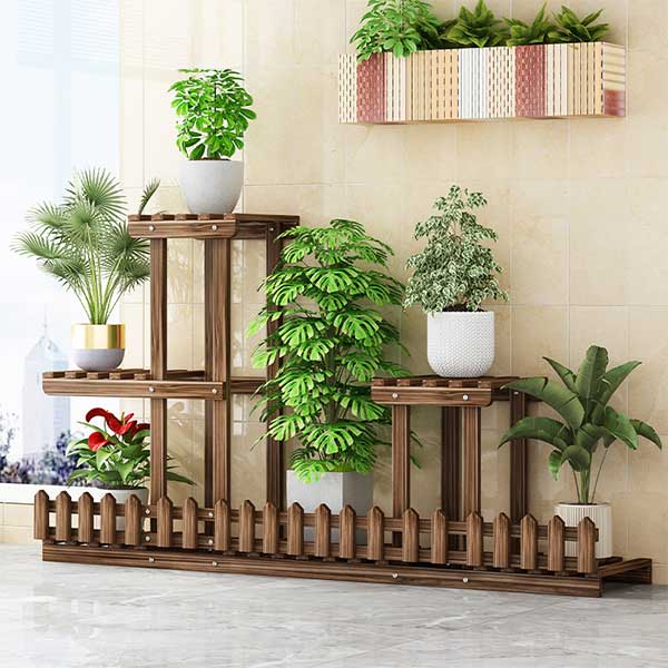 Wooden Tiered Plant Stand for Indoor and Outdoor