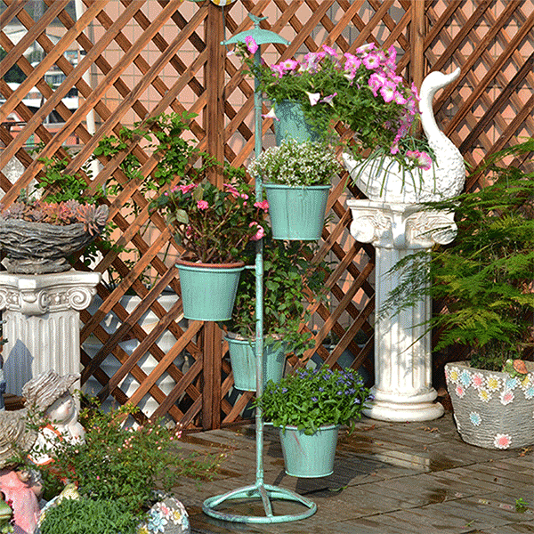 Metal Multi-tiered Plant Stand for Indoor and Outdoor